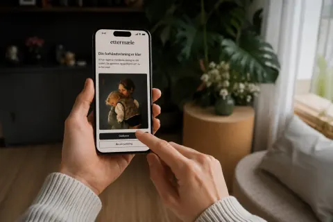 Approving a finished portrait on a phone