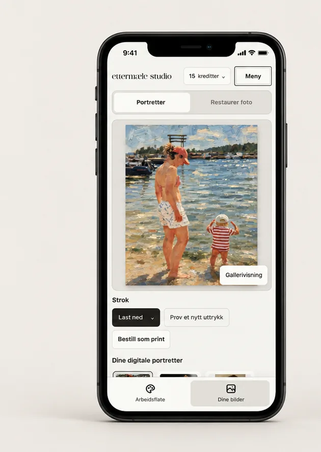 Ettermæle Studio on iPhone, Norwegian interface
